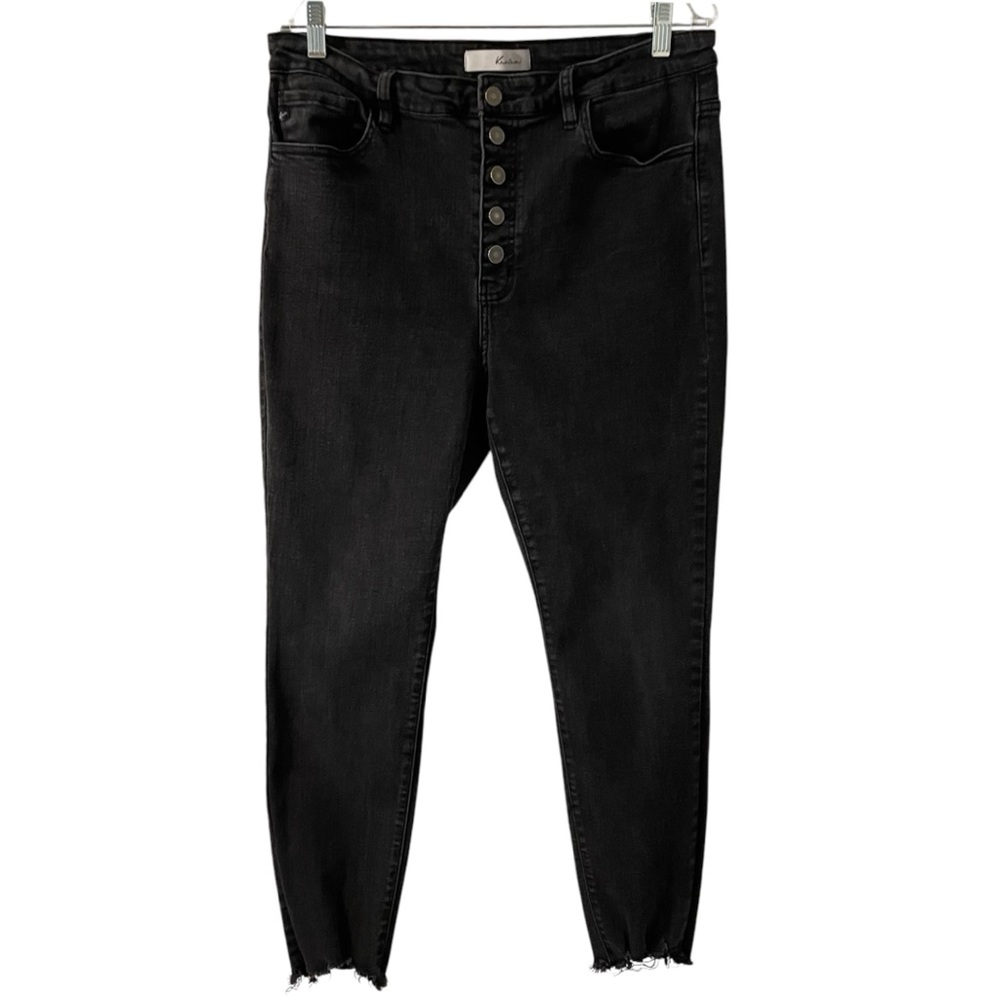 KANCAN High Rise Button Fly Distressed Skinny Denim Black Jeans Women’s Size XL
